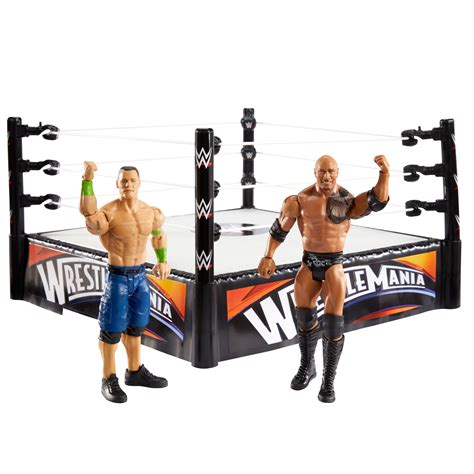 WWE Wrestlemania XXVIII Ring & John Cena Vs. The Rock Action Figure Set ...