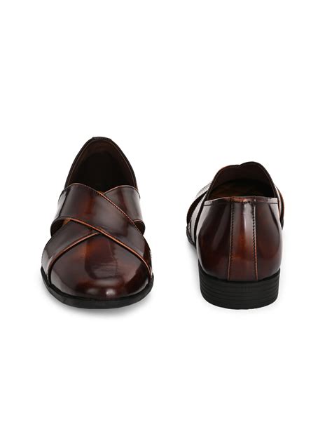 Hitz Men's Tan Patent Leather Ethnic Shoes – Hitz Shoes Online