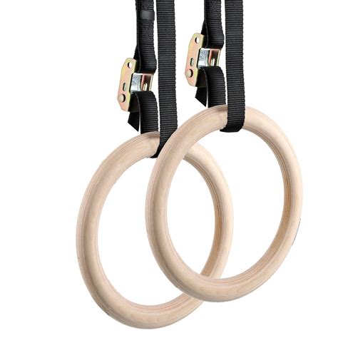 DROZIP Gymnastic Wooden Rings with Heavy Duty Adjustable Strap | Roman ...