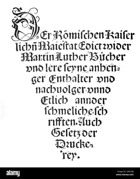 Fascimile of Part of the Edict of the Worms 8th of May 1521 showing the Title - at the Diet of ...