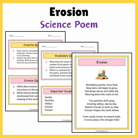 Erosion | Science Poem Reading Comprehension Activity – PrintableBazaar