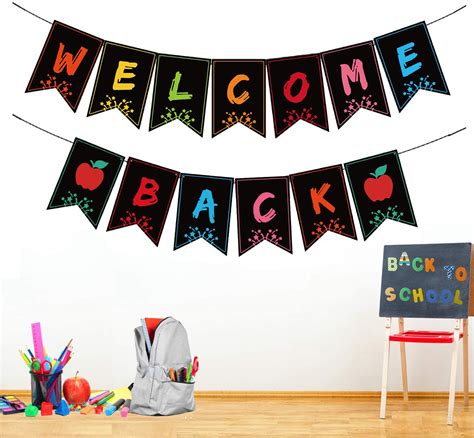 Buy Welcome Back Banner School Decorations - First Day of School Banner ...