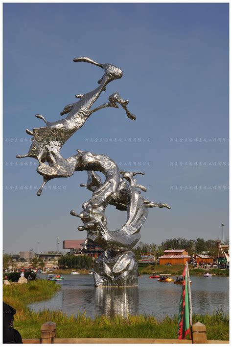 不锈钢动物海豚雕塑-河南濮阳南乐新城国际商业广场案例工程