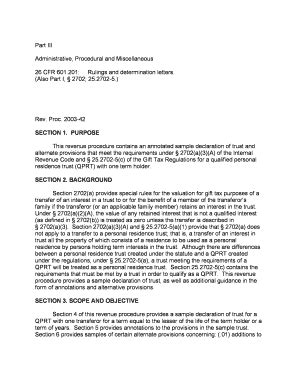 Fillable Online irs Rev. Proc. 2003-42 - irs Fax Email Print - pdfFiller