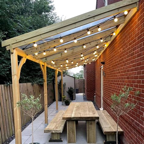 Wooden Polycarbonate Pergola Sheltergazebo 2.5M Depth 4 Post Light ...