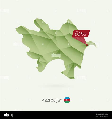 Green gradient low poly map of Azerbaijan with capital Baku Stock Vector Image & Art - Alamy