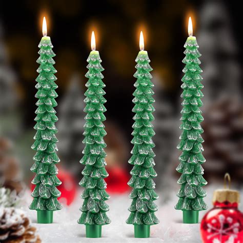 Amazon.com: 4 Pack Christmas Tree Candles, 10 Inch Unscented Tree ...