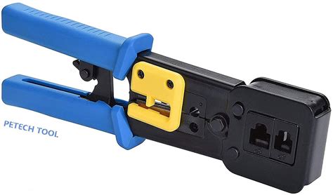 RJ45 Crimp Tool with Cat6 Pass through Shielded/transparent Connectors ...
