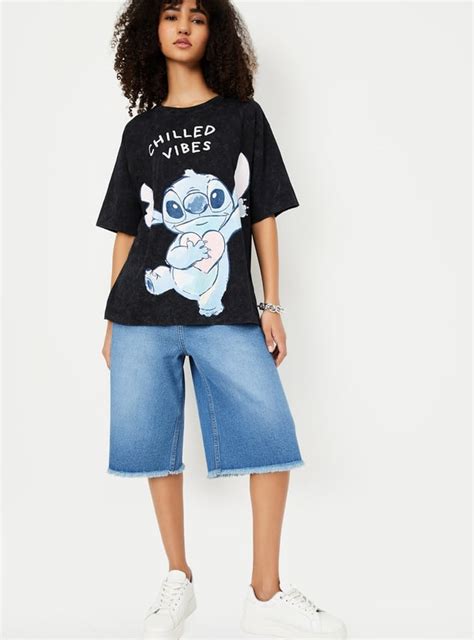 Buy Women Lilo & Stitch Print Oversized T-shirt Online at just Rs. 699. ...
