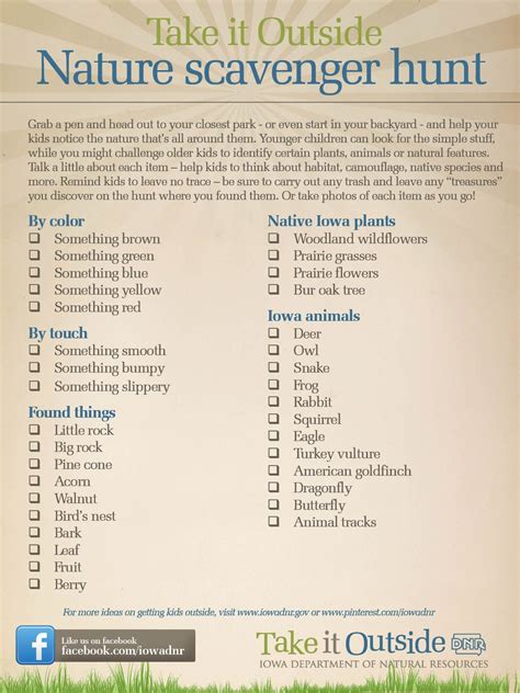 Nature Scavenger Hunt Free Printable - Printable Templates