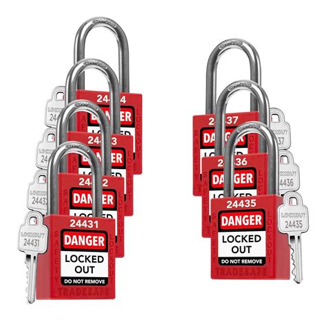TRADESAFE Lockout Tagout Locks - Red - 6 Pack - Keyed Different - OSHA ...