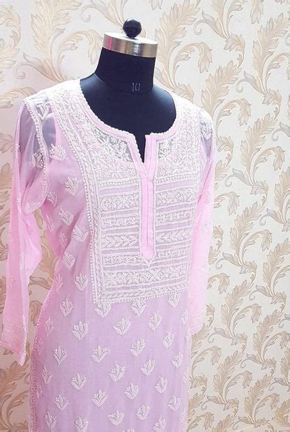 Chikankari Semigeorgette Kurta ( With Slip )