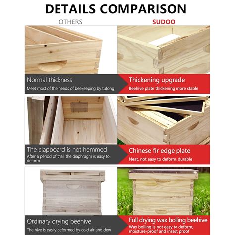 Buy Million Star Bee Hive, 2 Layer Hive Starter Kit, Wood Beehive Box ...