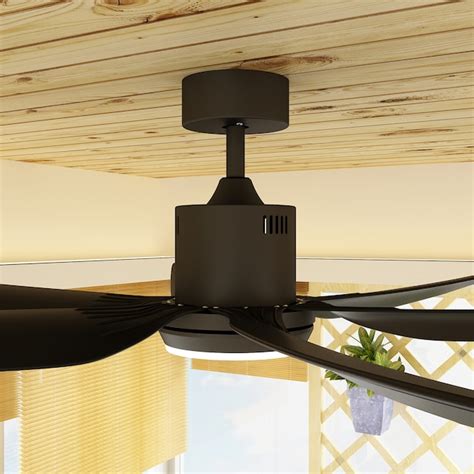 FUFU&GAGA Ceiling Fan 66-in White with Black Blades Color-changing ...