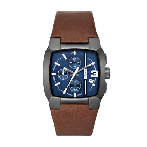 Diesel Leather Analog Blue Dial Men Watch-Dz4641, Brown Band : Amazon ...