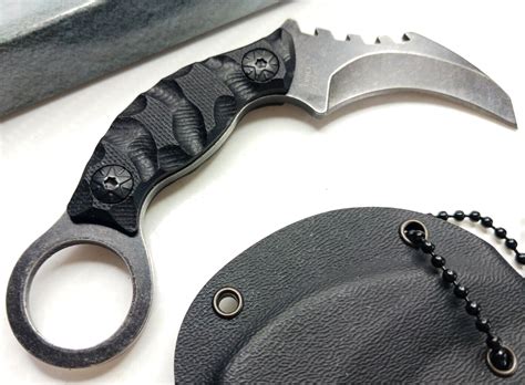 Mini Concealed Carry Fixed Blade Karambit Neck Knife with Ky