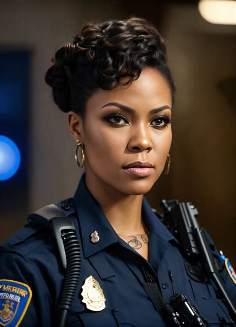 Lexica - Strikingly beautiful African American female police officer ...