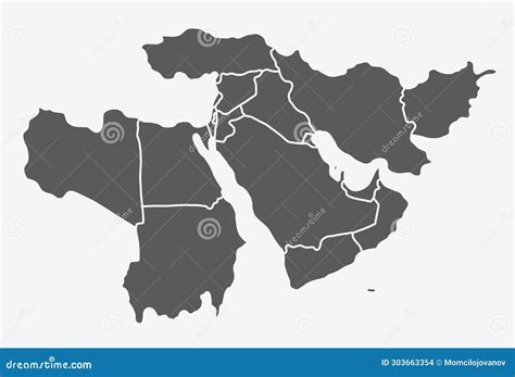 Dark Gray Map of the MIDDLE EAST Stock Vector - Illustration of country, design: 303663354