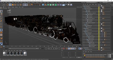 Vintage Locomotive with Trailed Tender Rigged for Cinema 4D 3D model ...
