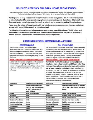 Fillable Online revereps mec WHEN TO KEEP SICK CHILDREN HOME FROM ...