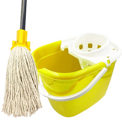 Mop and Bucket Set 12L Wringer Floor Mop Industrial Plastic Color Coded ...