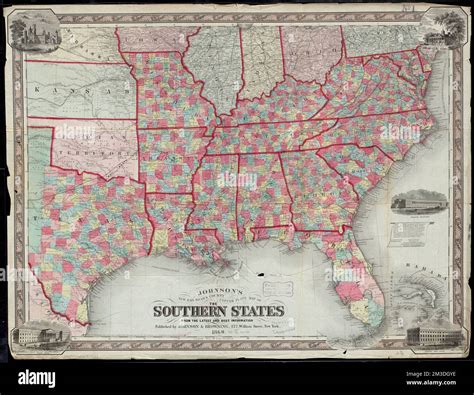 Johnson's new rail road & county copper plate map of the Southern ...