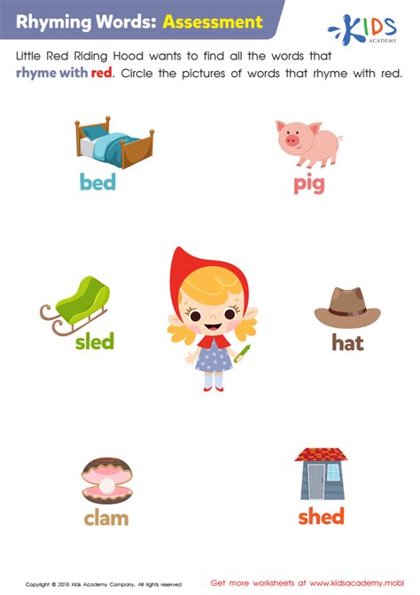 Rhyming Words: Assessment Worksheet: Assessment 2, Printable PDF for ...
