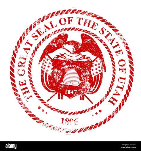 The state seal of Utah as a rubber stamp over a white background Stock ...