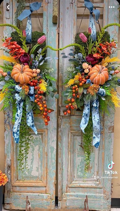 Pin on Floral Arrangements in 2024 | Fall door decorations, Fall ...