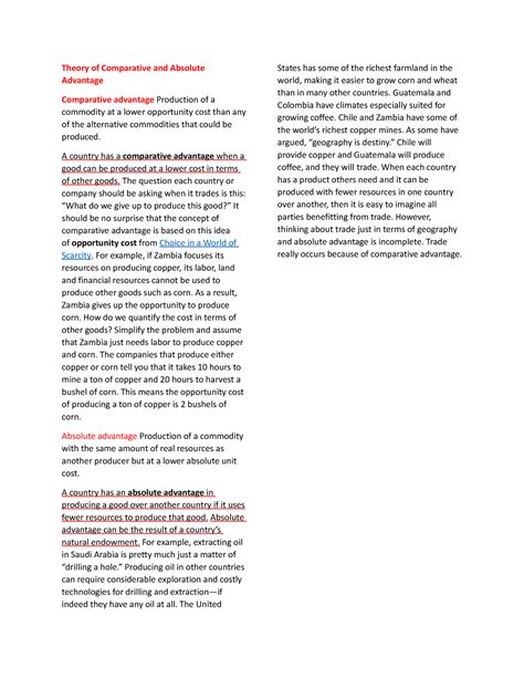 Theory of Comparative and Absolute Advantage - Theory of Comparative ...