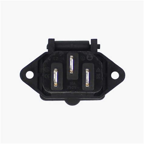 3 Pin Power Socket Male Connector / IEC Screw Panel Mount with Plastic ...