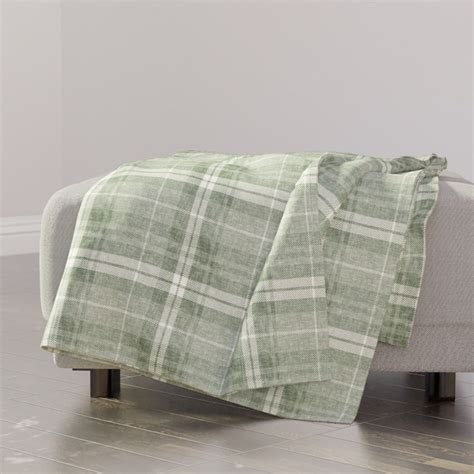 Green Plaid Throw Blanket Fall Plaid in Sage by Littlearrowdecor Faded ...