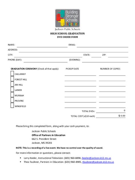Fillable Online JPS Graduation DVD Order Form Fax Email Print - pdfFiller