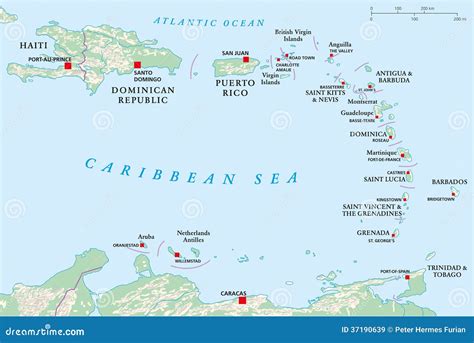 Lesser Antilles Map Barbados With Flag Stock Image | CartoonDealer.com ...