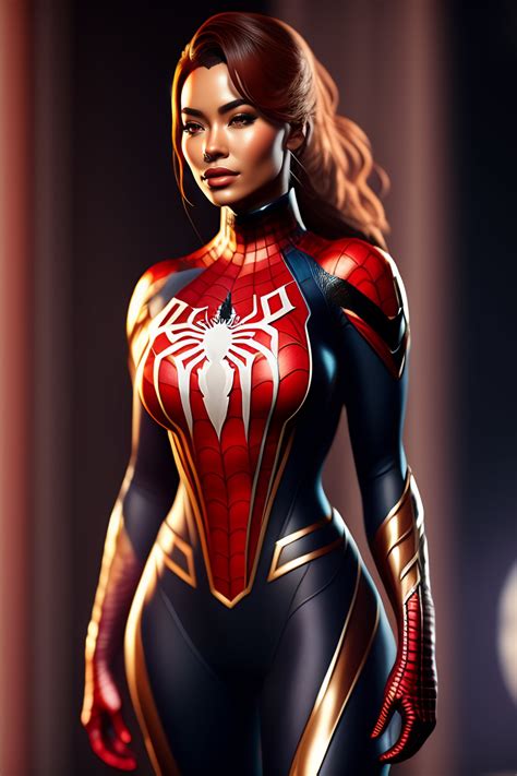 Lexica - A female version of Spider-Man in full body view, dream-like ...