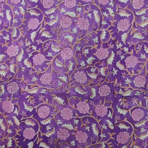 Pure Cotton Jaipuri Purple With Shades Of Purple Jaal Hand Block Print ...