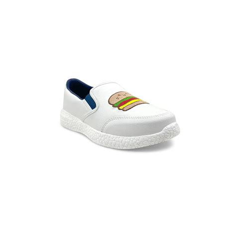 Buy KazarMax Boys & Girls White PU with Burger and Fries Embroidery ...