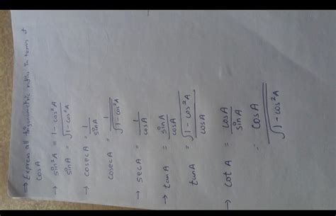 convert all trigonometry ratios interns of cos - Brainly.in