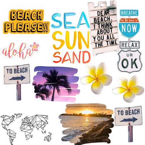 Beach Vacation Printable Stickers Set
