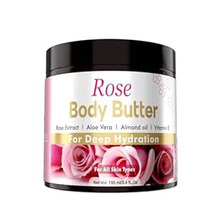 Buy Volamena Rose body butter For dry skin With British Rose, Almond ...