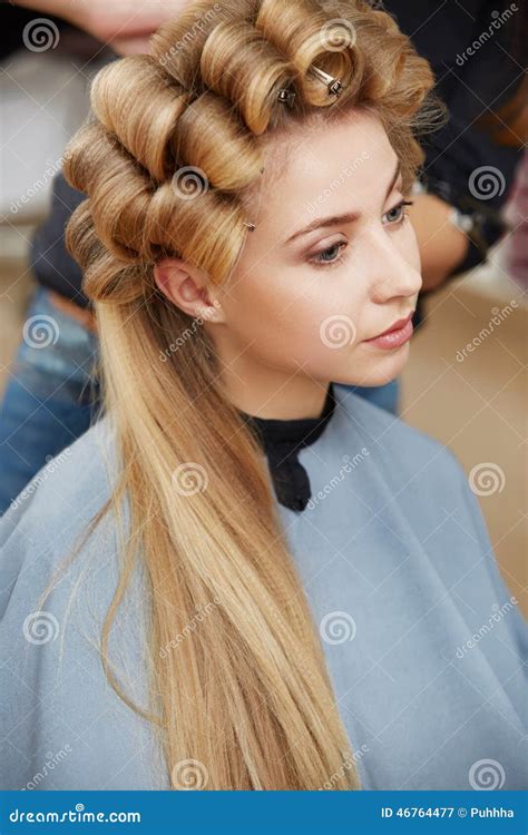 Blonde Hair. Woman in Hair Salon Stock Image - Image of blonde, blue ...