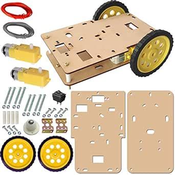 Kit2Create Smart car wooden chassis 2 WD racing car robotic vehicle kit ...