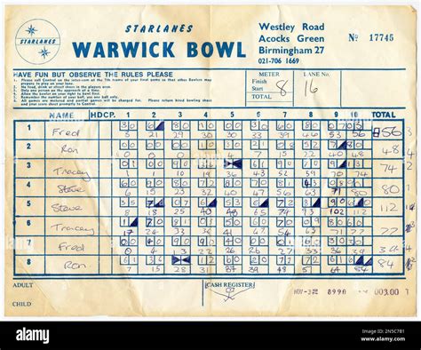 Bowling score sheet hi-res stock photography and images - Alamy