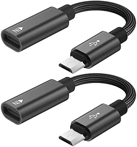 USB C to Micro USB Adapter, KUXIYAN (2 Pack) Type C Female to Micro USB ...