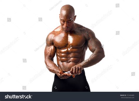 Black Bodybuilder Pouring Oil On His Stock Photo 151404485 | Shutterstock