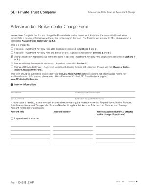 Fillable Online Advisor and/or Broker-dealer Change Form Fax Email ...