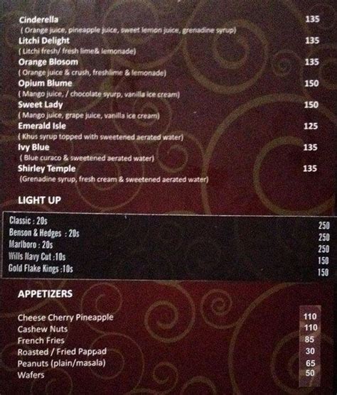 Menu at Sammilana Hall, Mysuru