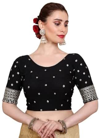 Salwar Studio Black Lycra Strechable Non Padded Readymade Saree Blouse ...