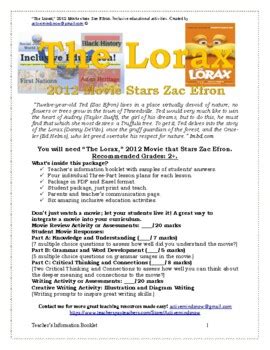 “The Lorax,” 2012 Movie stars Zac Efron. Inclusive educational activities.
