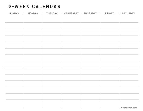 Printable Two Week Calendar - CalendarKart